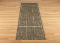 Anti Slip Checked Flatweave Runner - Grey