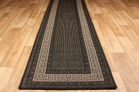 Greek Anti Slip Flatweave Runner - Black