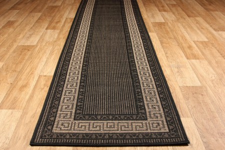 Greek Anti Slip Flatweave Runner - Black