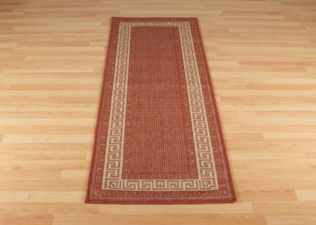 Greek Anti Slip Flatweave Runner - Red