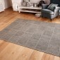 Anti Slip Checked Flatweave Rug - Grey