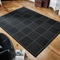 Anti Slip Checked Flatweave Rug - Black