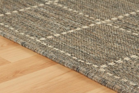 Anti Slip Checked Flatweave Runner - Grey