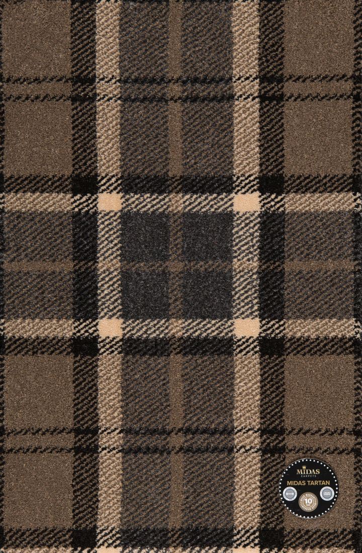 Midas Tartan Carpet - Black / Beige