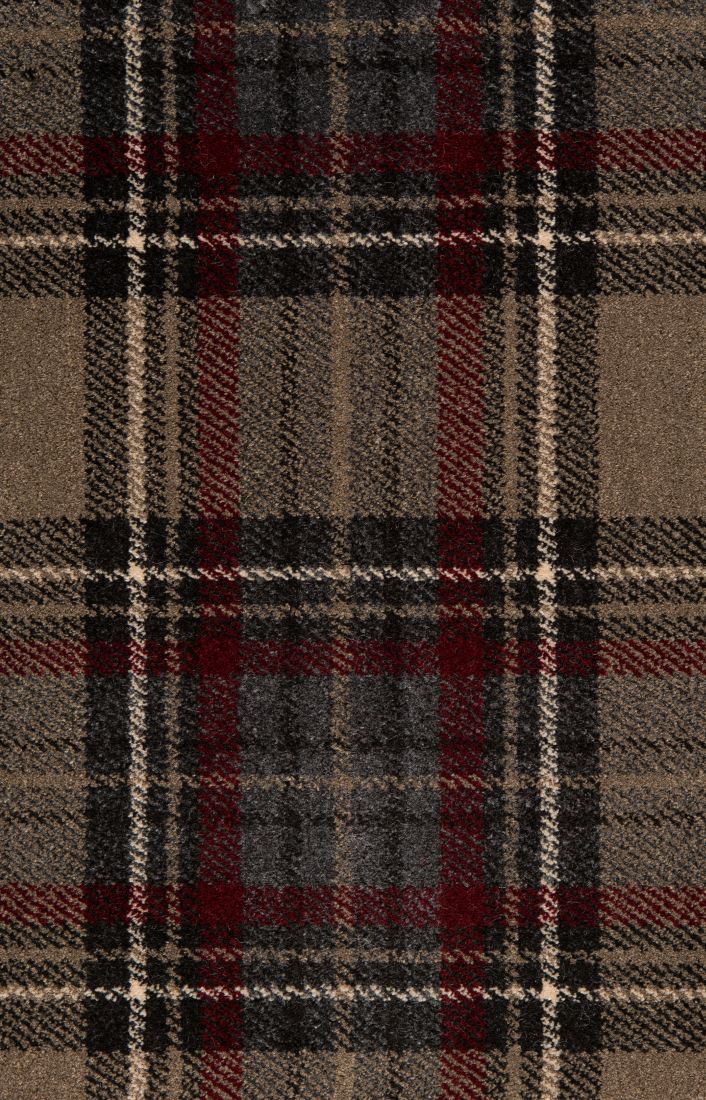 Midas Tartan Carpet - Grey / Red