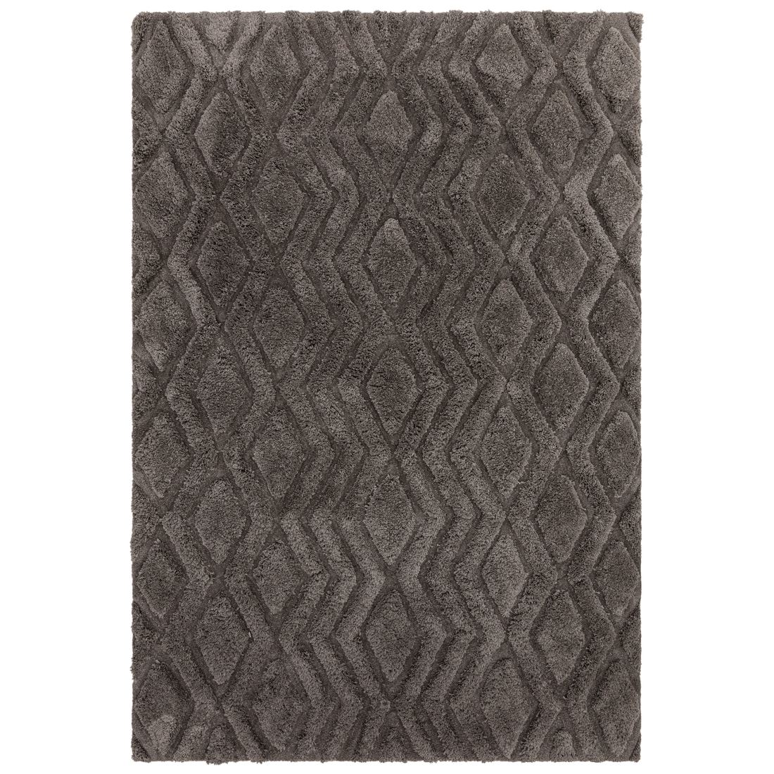 Harrison Shaggy Diamond Curved Rug - Charcoal