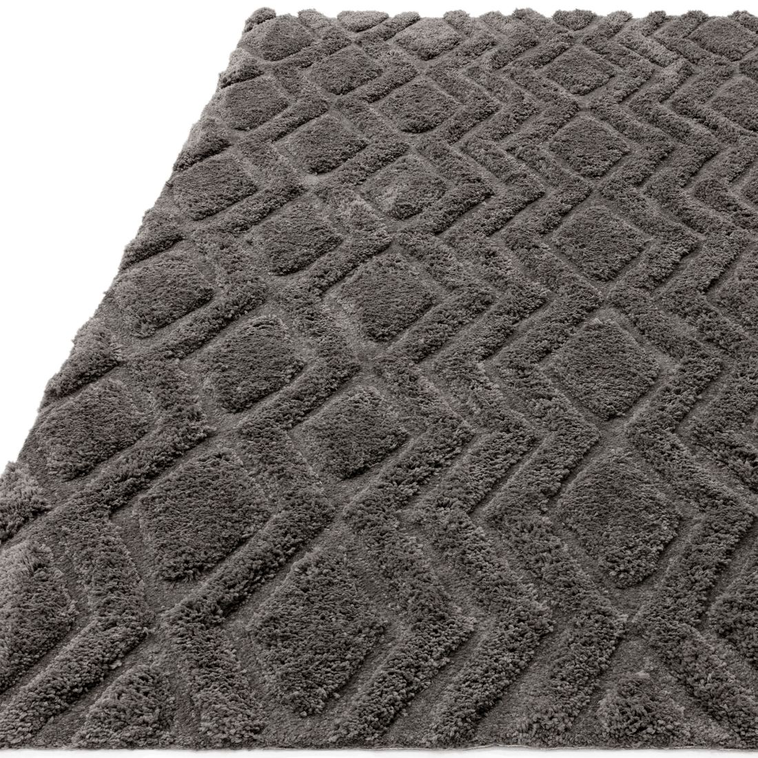 Harrison Shaggy Diamond Curved Rug - Charcoal