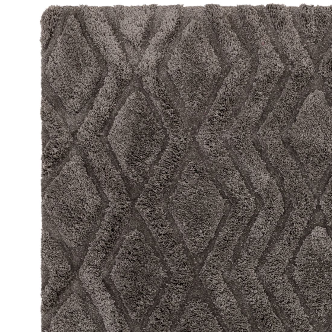 Harrison Shaggy Diamond Curved Rug - Charcoal