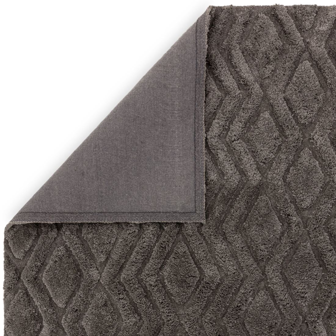 Harrison Shaggy Diamond Curved Rug - Charcoal