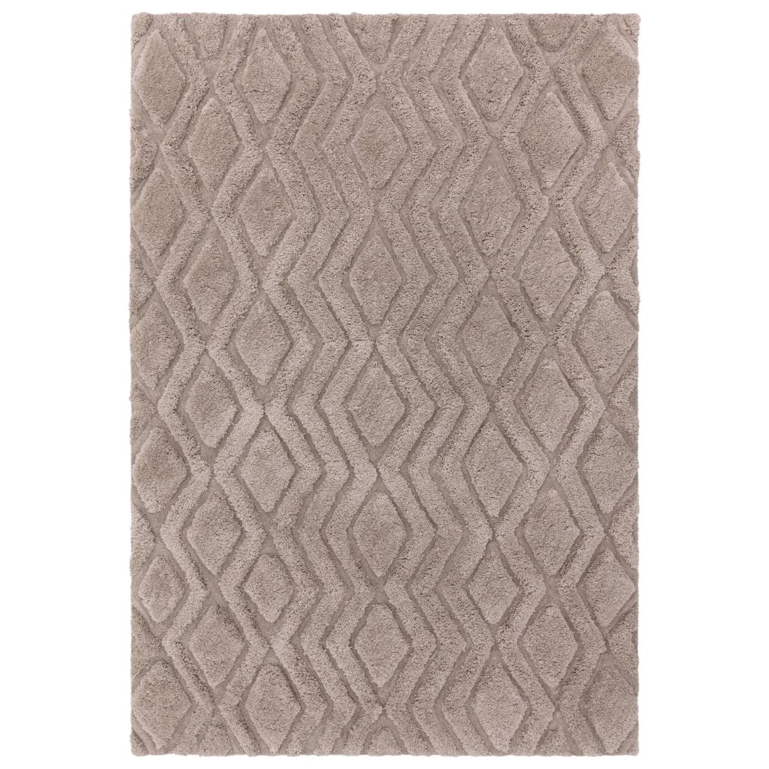 Harrison Shaggy Diamond Curved Rug - Grege