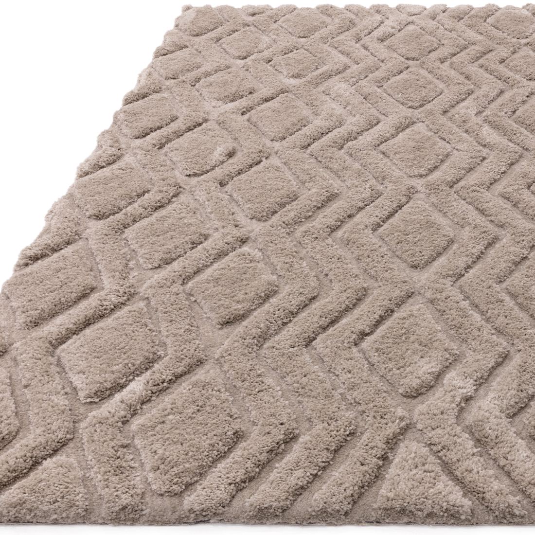 Harrison Shaggy Diamond Curved Rug - Grege