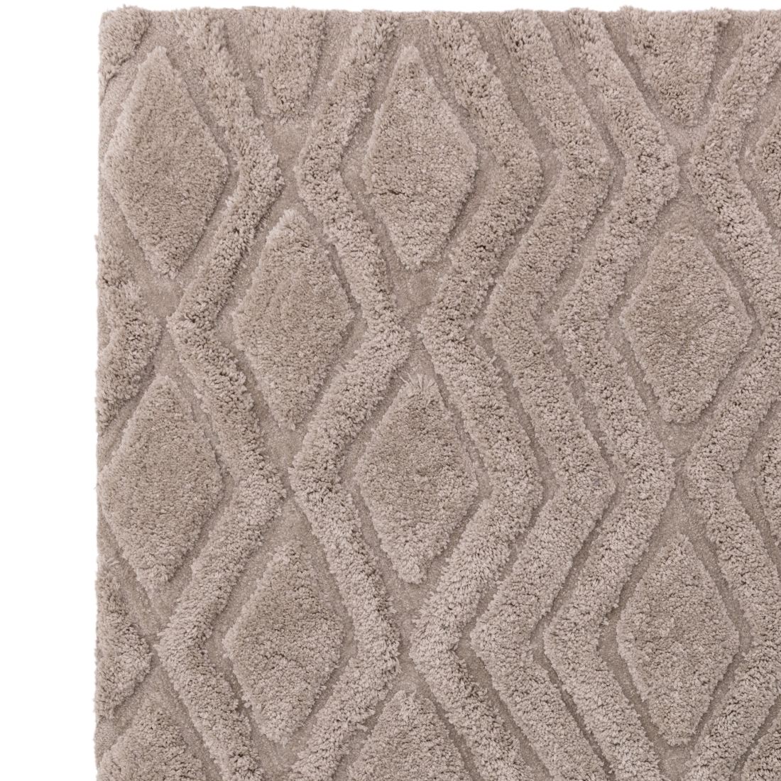 Harrison Shaggy Diamond Curved Rug - Grege