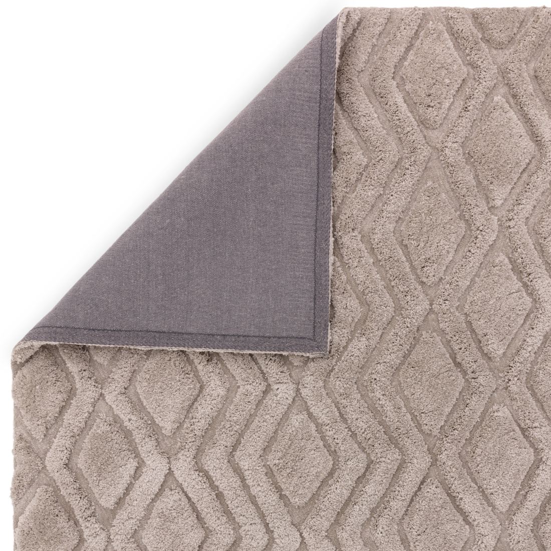 Harrison Shaggy Diamond Curved Rug - Grege