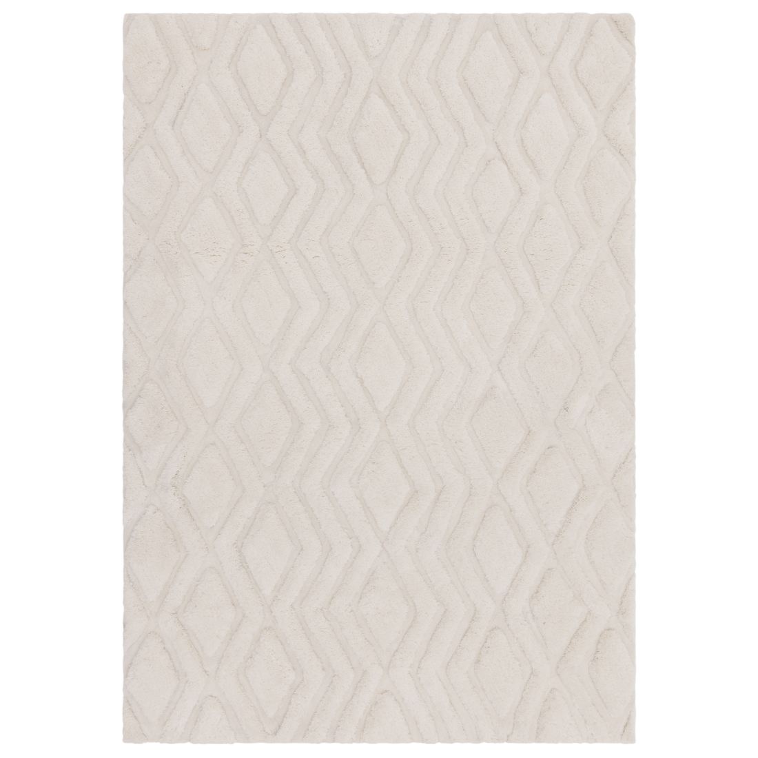 Harrison Shaggy Diamond Curved Rug - Off White