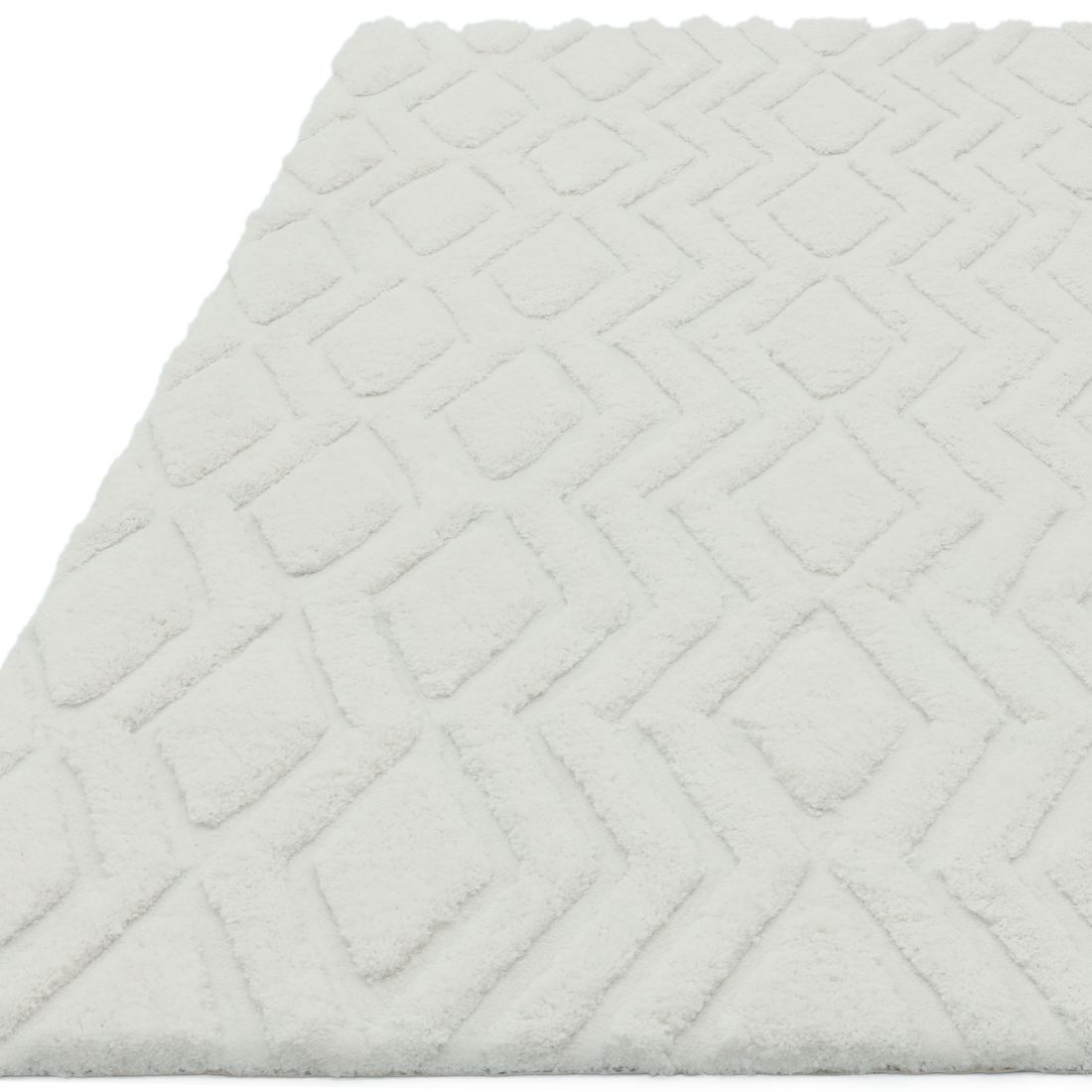 Harrison Shaggy Diamond Curved Rug - Off White Harrison Shaggy Diamond Curved Rug - Off White