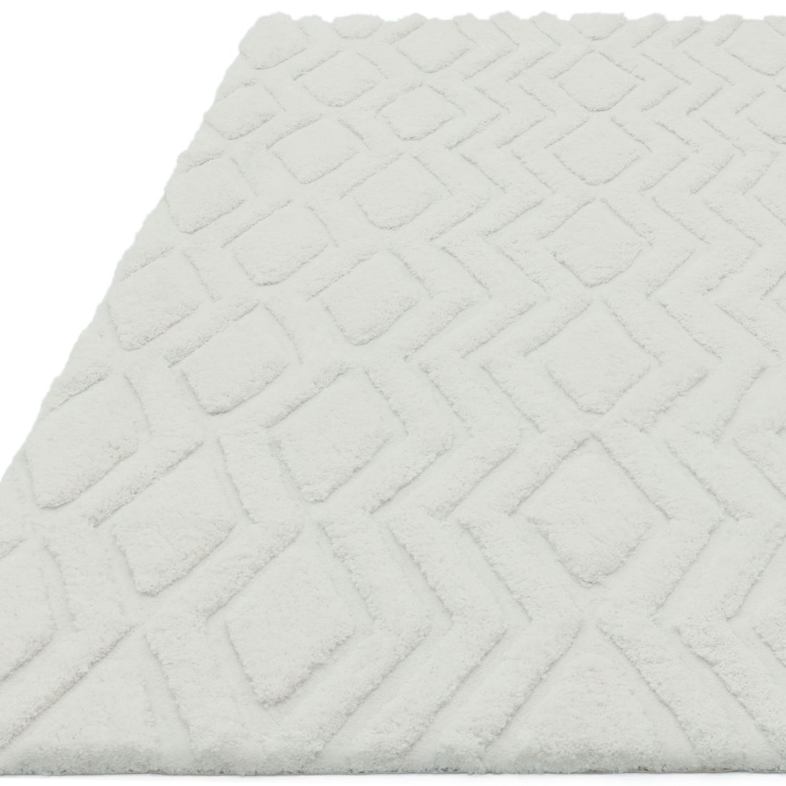 Harrison Shaggy Diamond Curved Rug - Off White