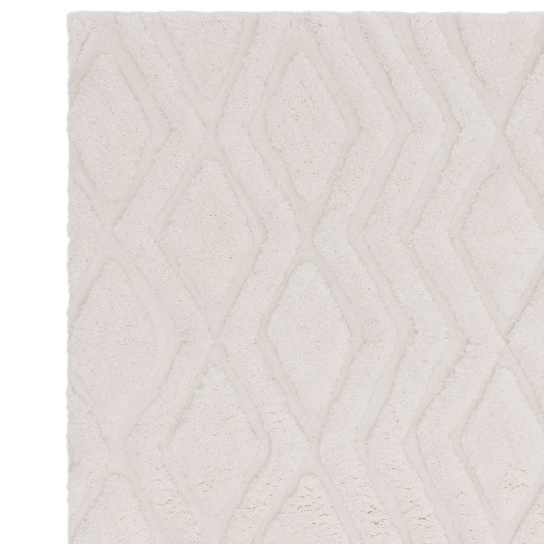 Harrison Shaggy Diamond Curved Rug - Off White