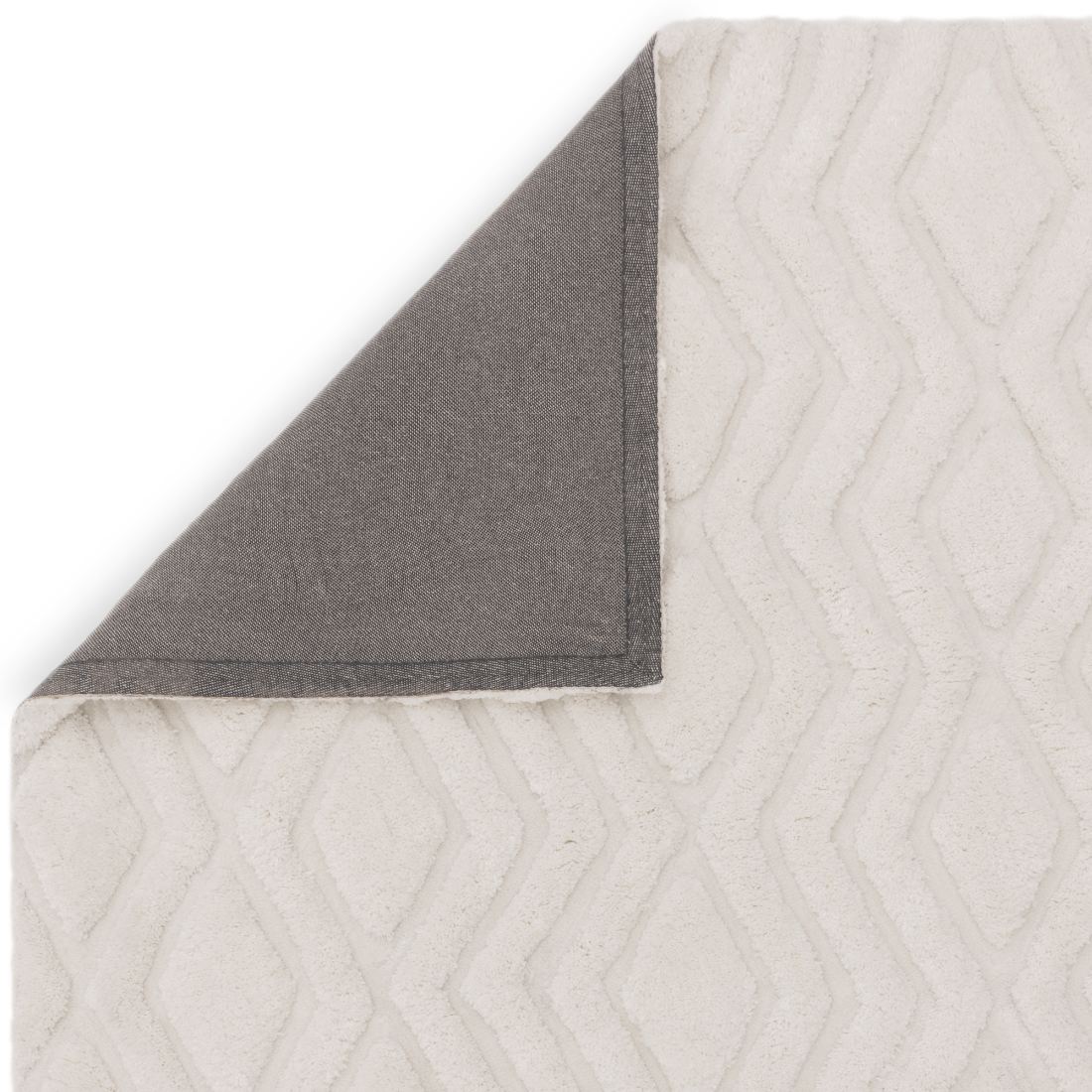 Harrison Shaggy Diamond Curved Rug - Off White