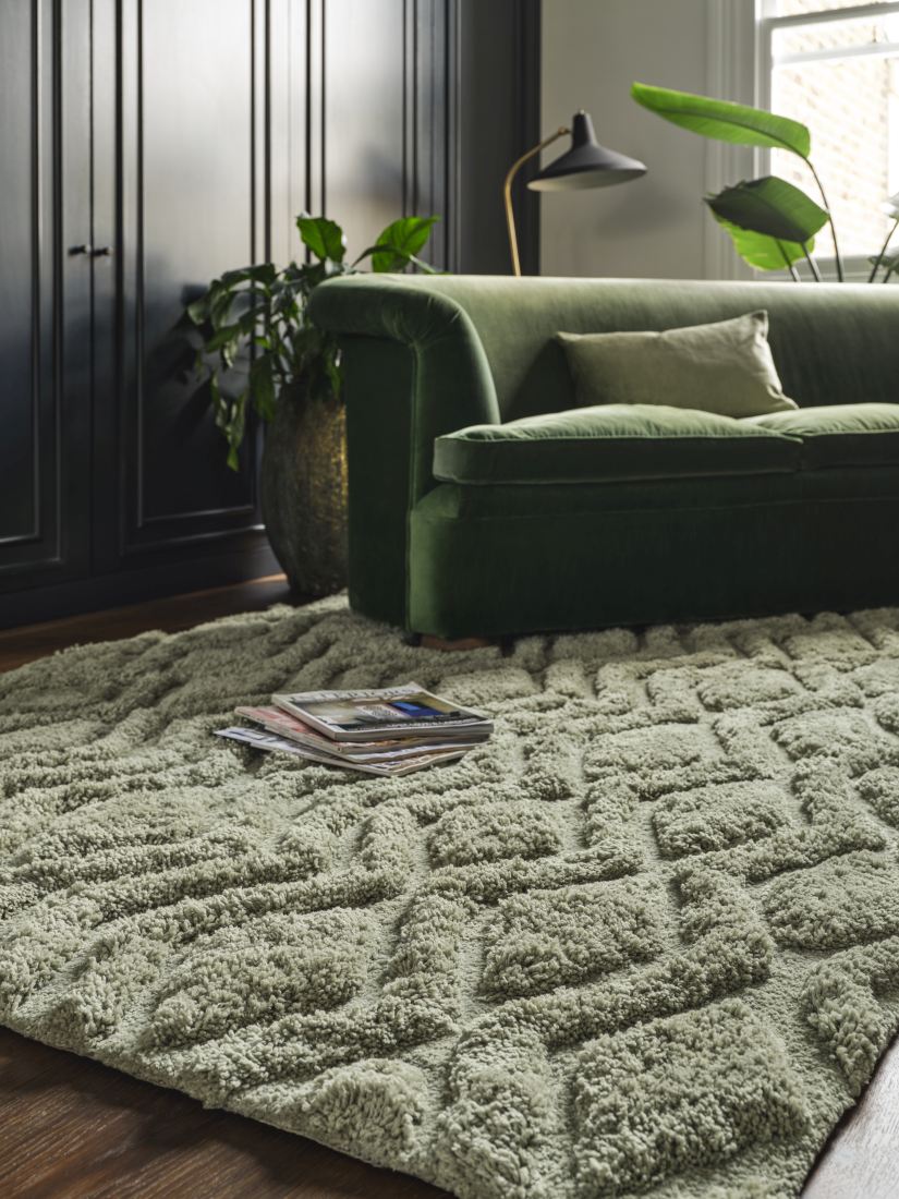 Harrison Shaggy Diamond Curved Rug - Sage Harrison Shaggy Diamond Curved Rug - Sage