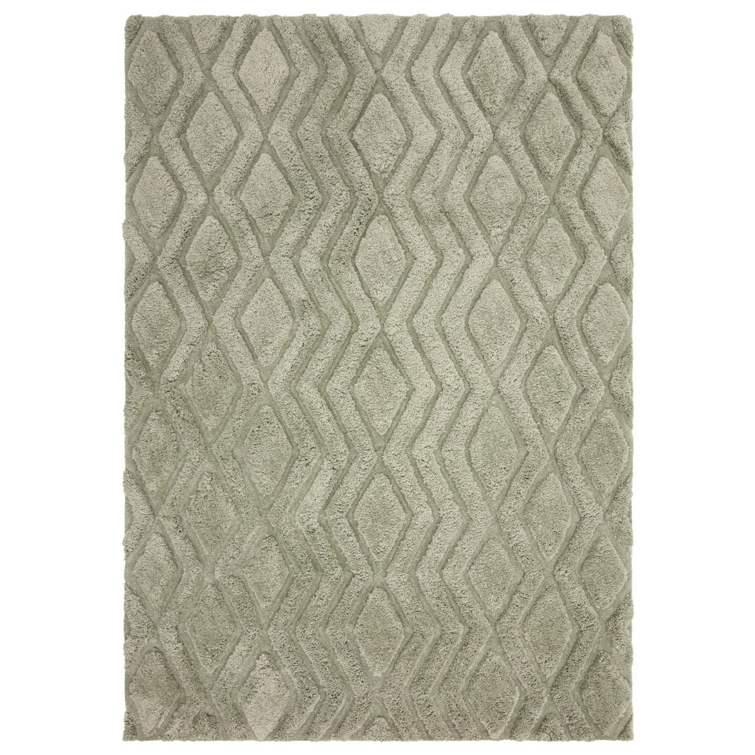 Harrison Shaggy Diamond Curved Rug - Sage