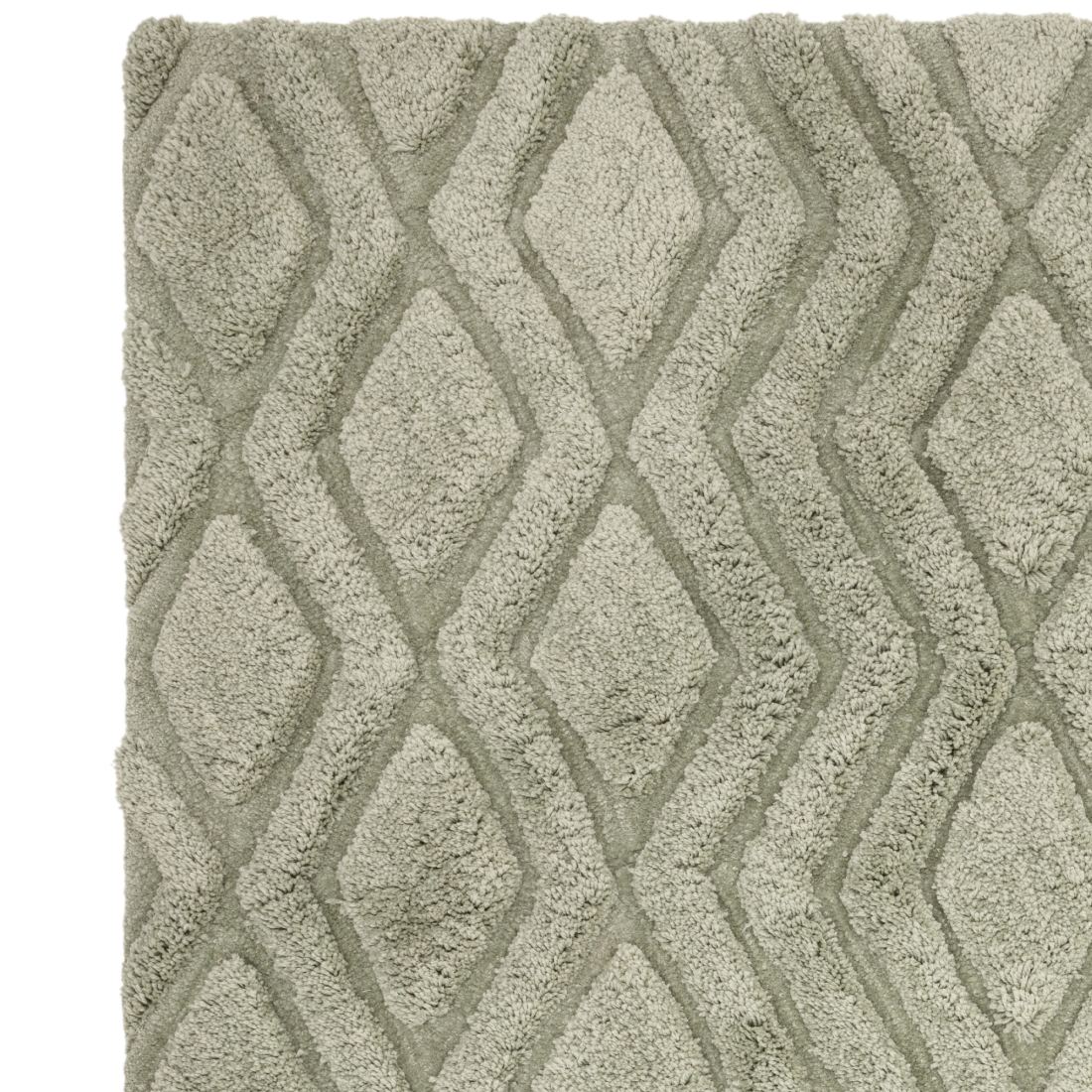 Harrison Shaggy Diamond Curved Rug - Sage