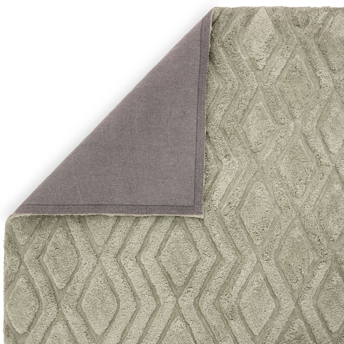 Harrison Shaggy Diamond Curved Rug - Sage