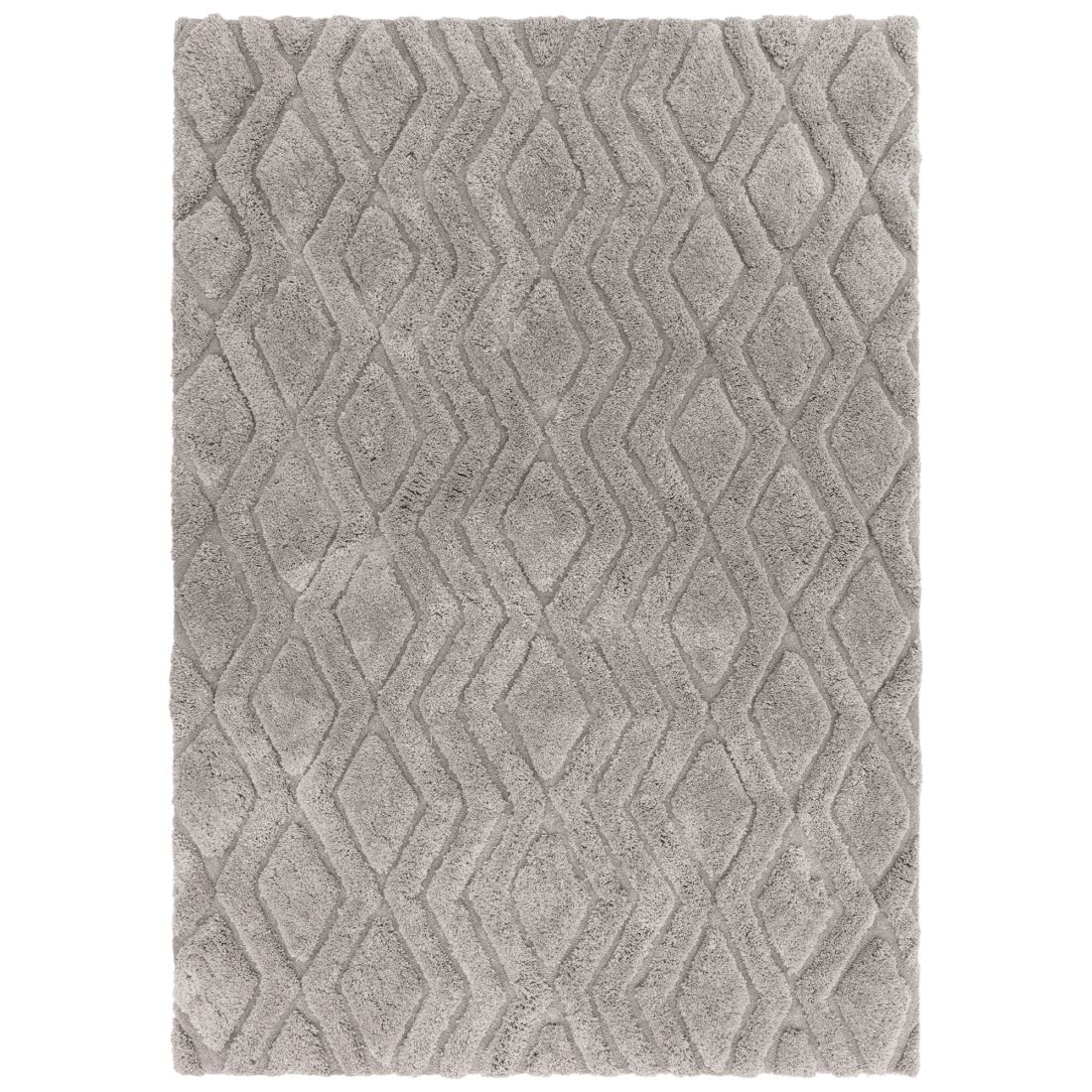 Harrison Shaggy Diamond Curved Rug - Silver