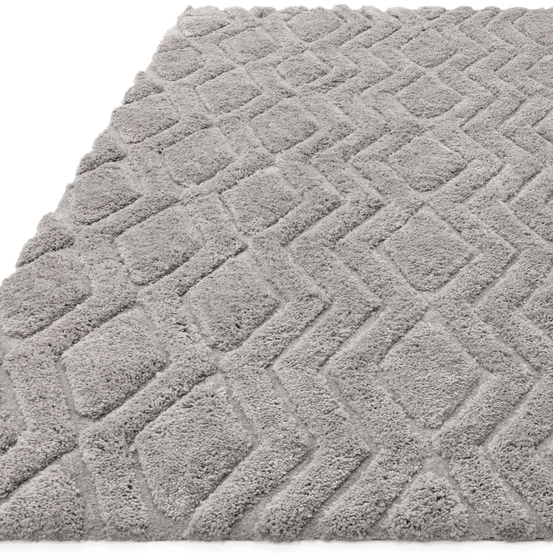 Harrison Shaggy Diamond Curved Rug - Silver