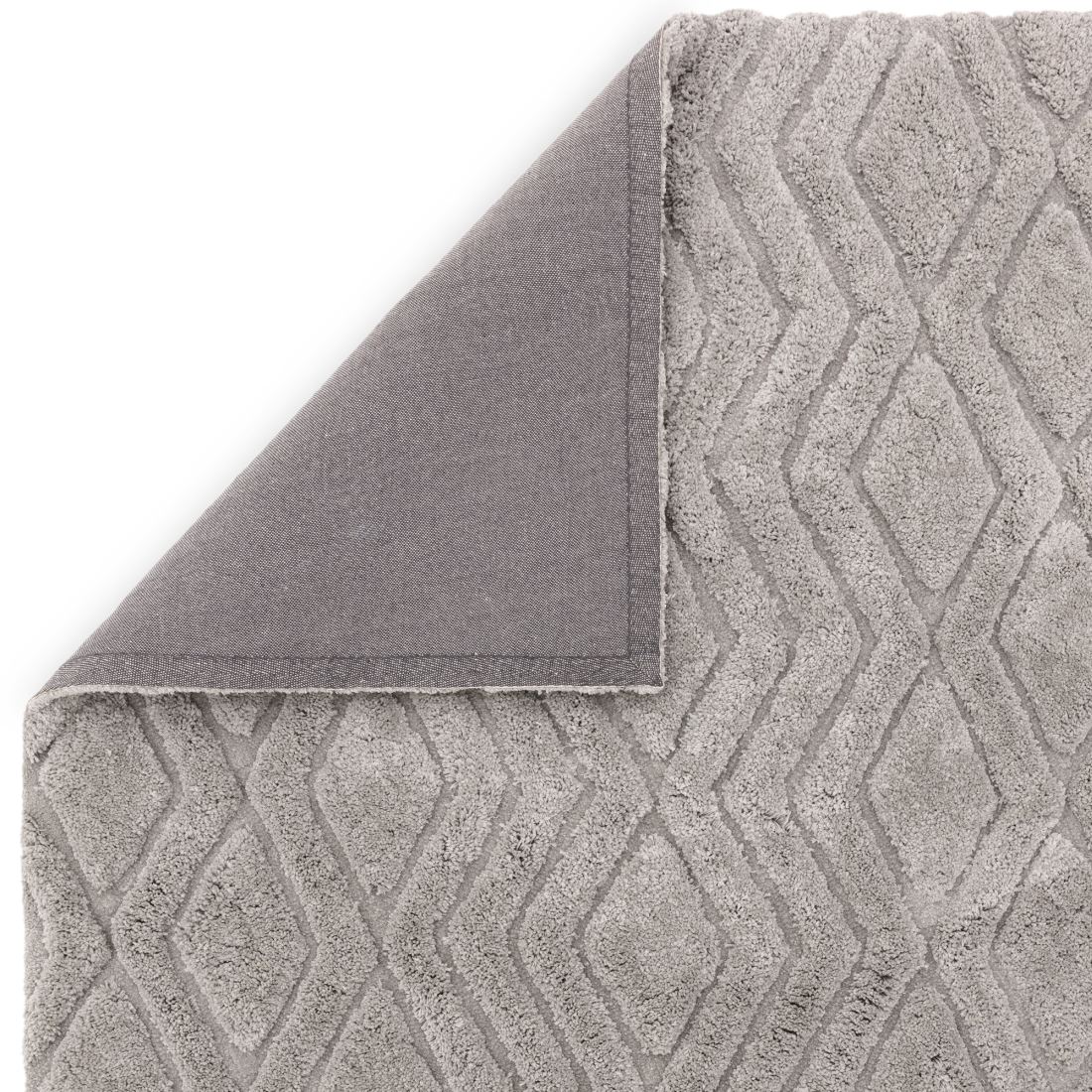 Harrison Shaggy Diamond Curved Rug - Silver