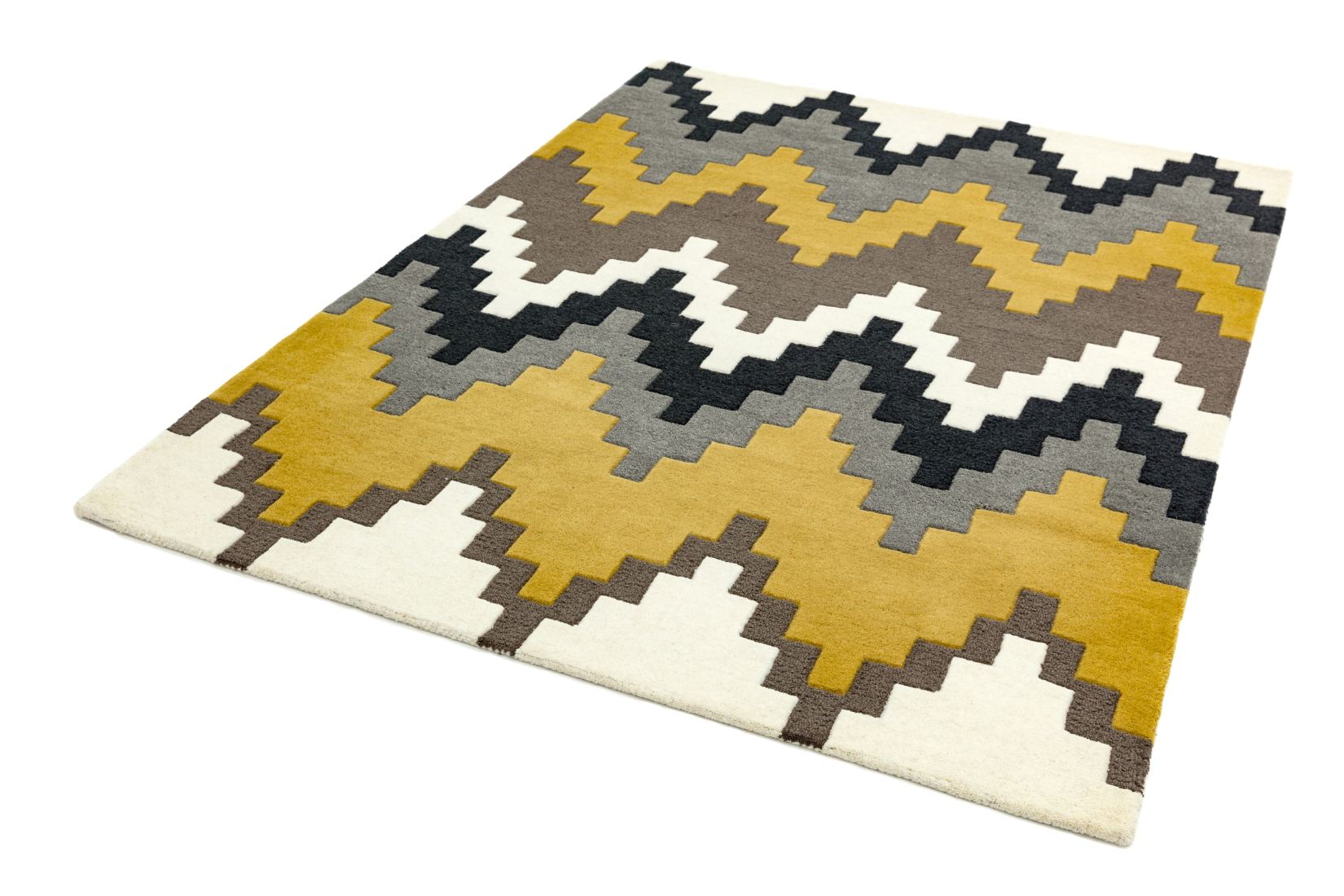 Matrix Geometric Wool Rug - Cuzzo Mustard MAX69