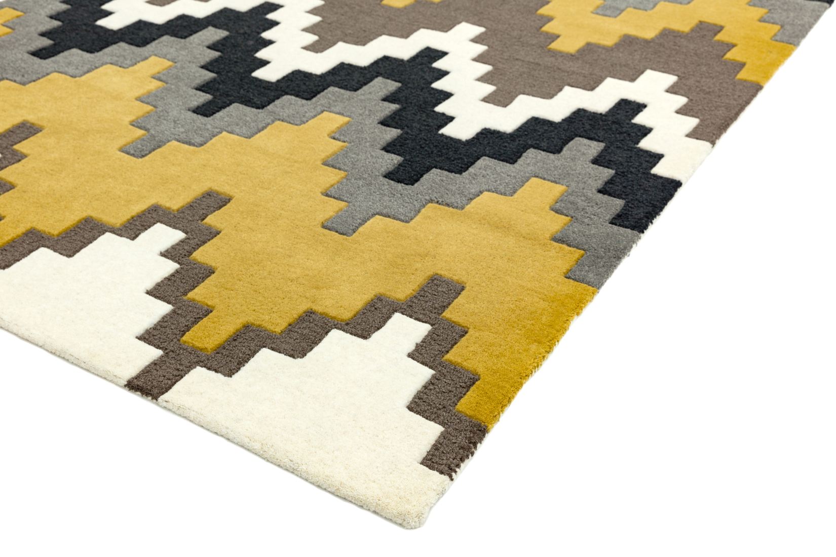 Matrix Geometric Wool Rug - Cuzzo Mustard MAX69