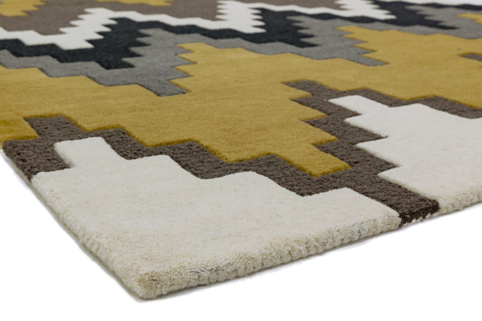 Matrix Geometric Wool Rug - Cuzzo Mustard MAX69