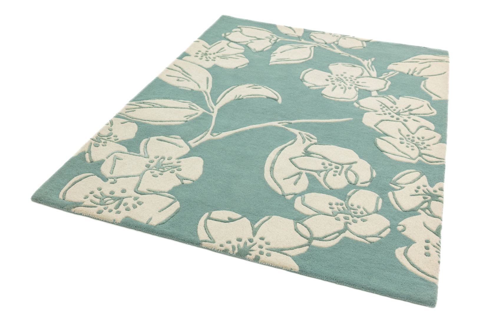 Matrix Floral Wool Rug - Devore Blue MAX12