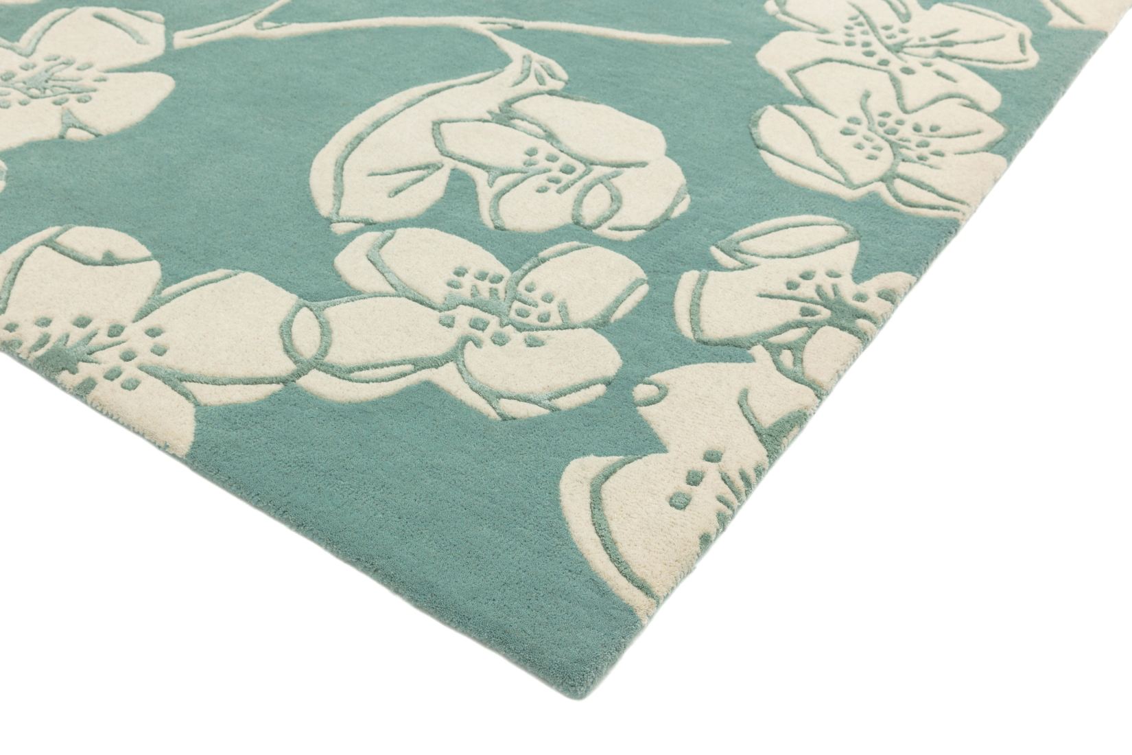 Matrix Floral Wool Rug - Devore Blue MAX12