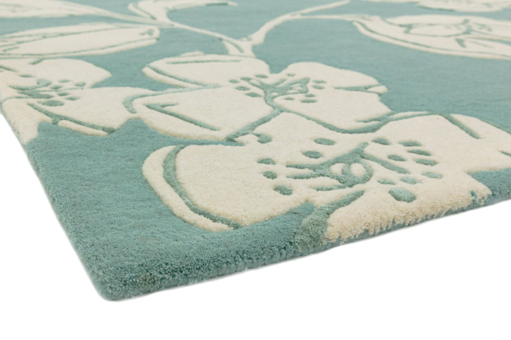 Matrix Floral Wool Rug - Devore Blue MAX12