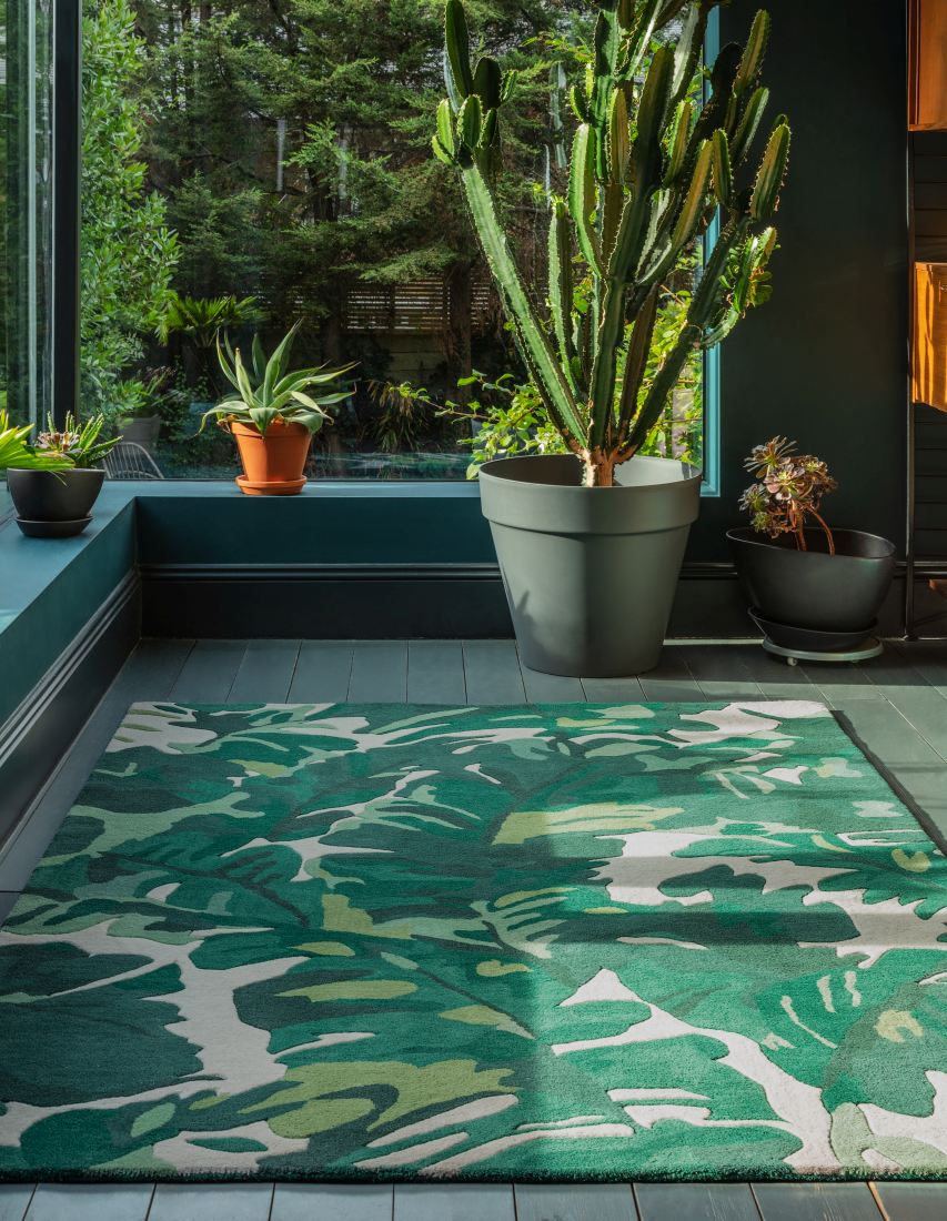 Matrix Floral Wool Rug - Palm Green MAX73