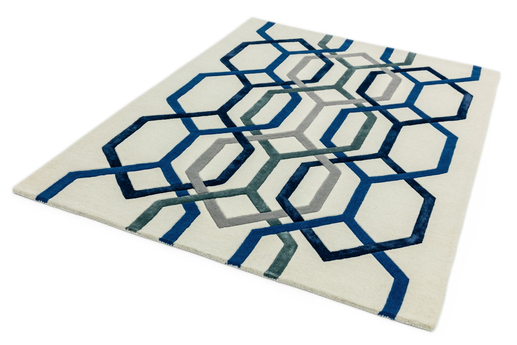 Matrix Geometric Wool Rug - Hexagon White MAX65