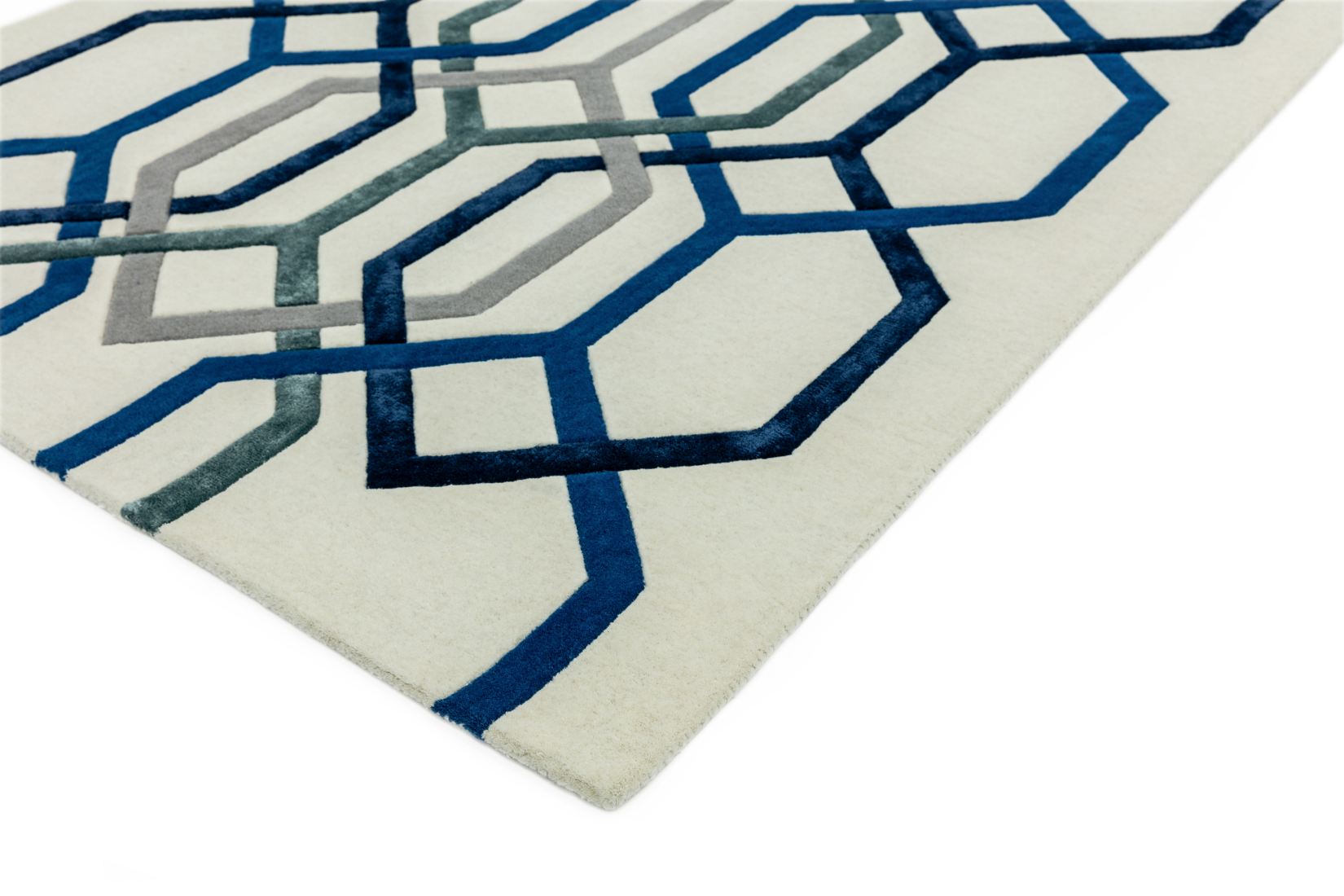 Matrix Geometric Wool Rug - Hexagon White MAX65 Matrix Geometric Wool Rug - Hexagon White MAX65