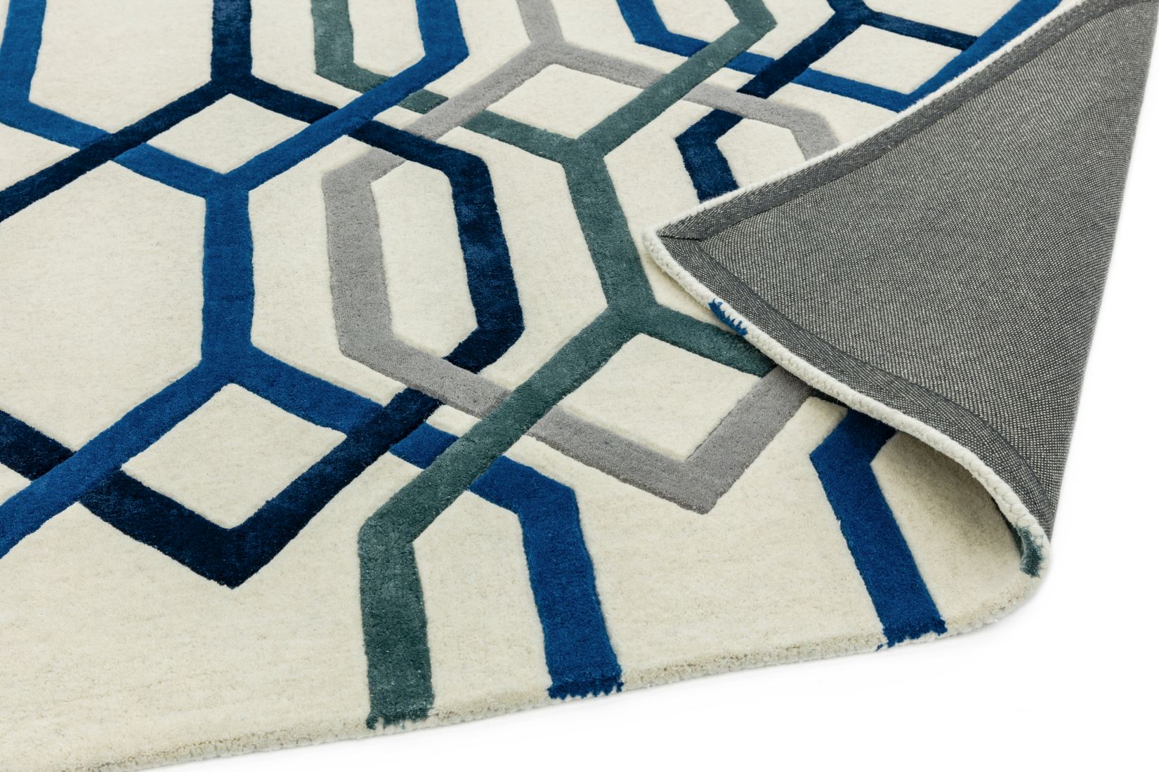 Matrix Geometric Wool Rug - Hexagon White MAX65 Matrix Geometric Wool Rug - Hexagon White MAX65