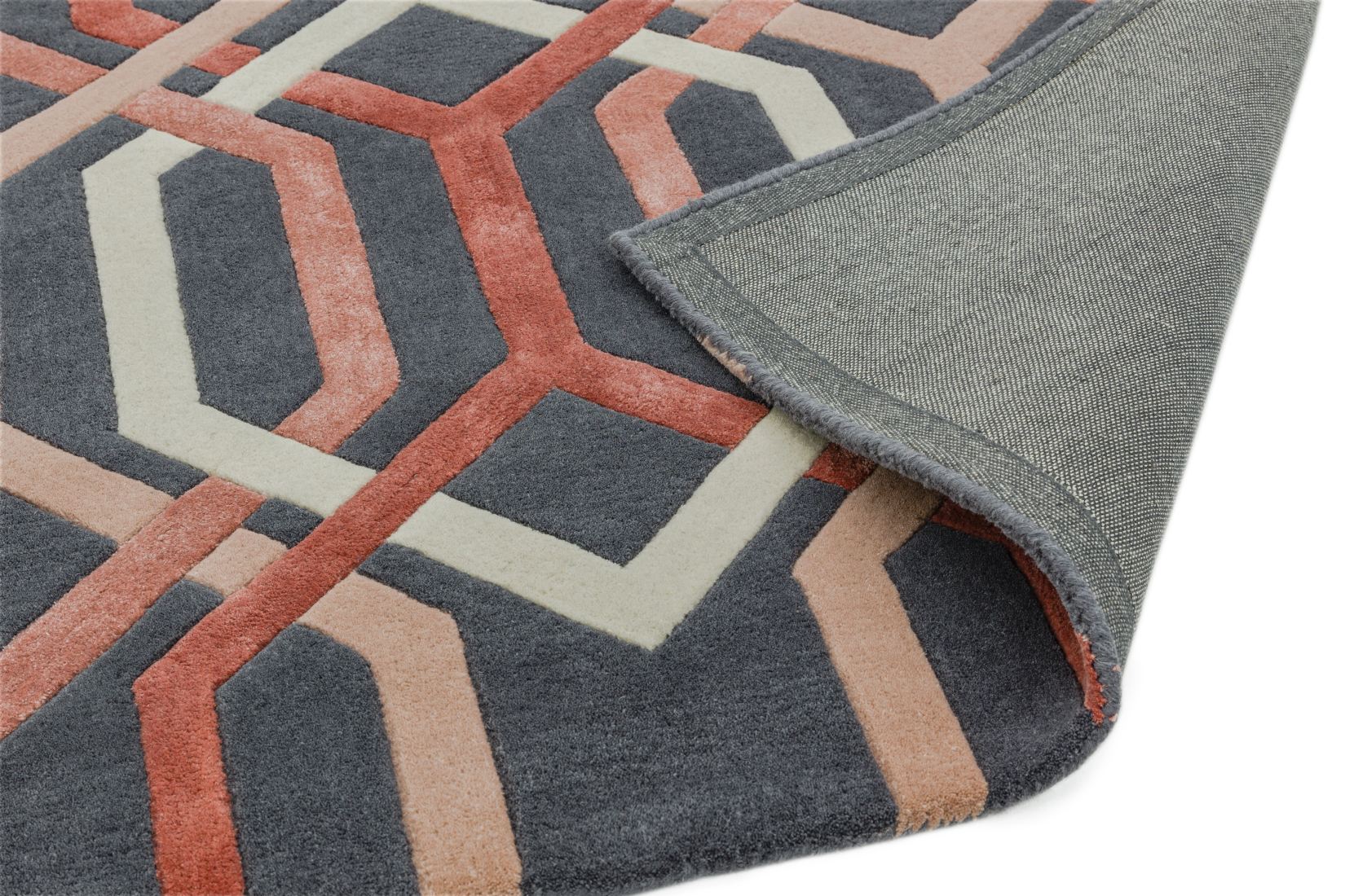 Matrix Geometric Wool Rug - Hexagon Charcoal MAX66 Matrix Geometric Wool Rug - Hexagon Charcoal MAX66