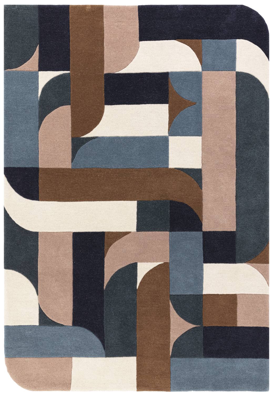 Matrix Modern Wool Rug - Klotski Teal MAX89 Matrix Modern Wool Rug - Klotski Teal MAX89