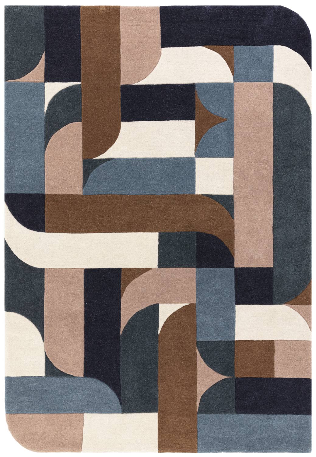 Matrix Modern Wool Rug - Klotski Teal MAX89