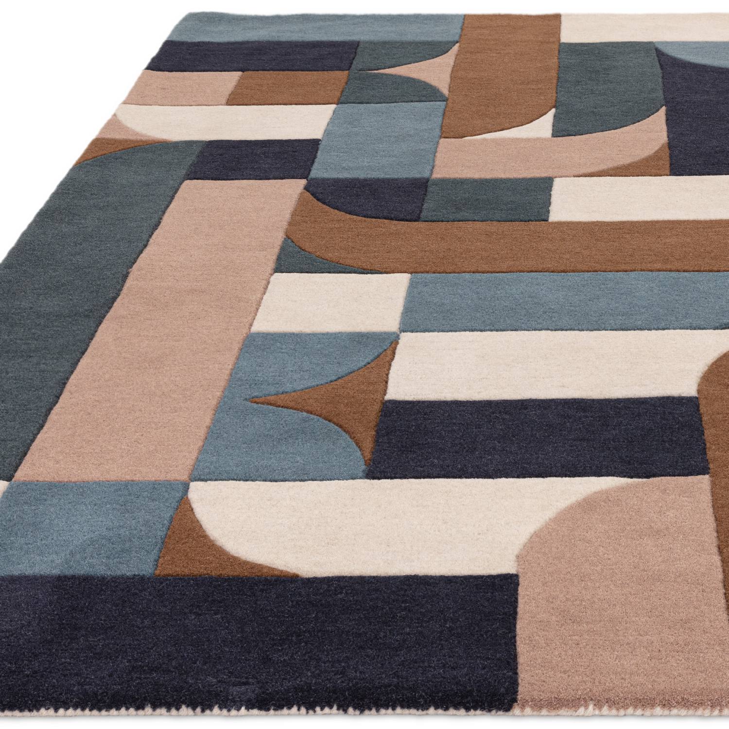 Matrix Modern Wool Rug - Klotski Teal MAX89