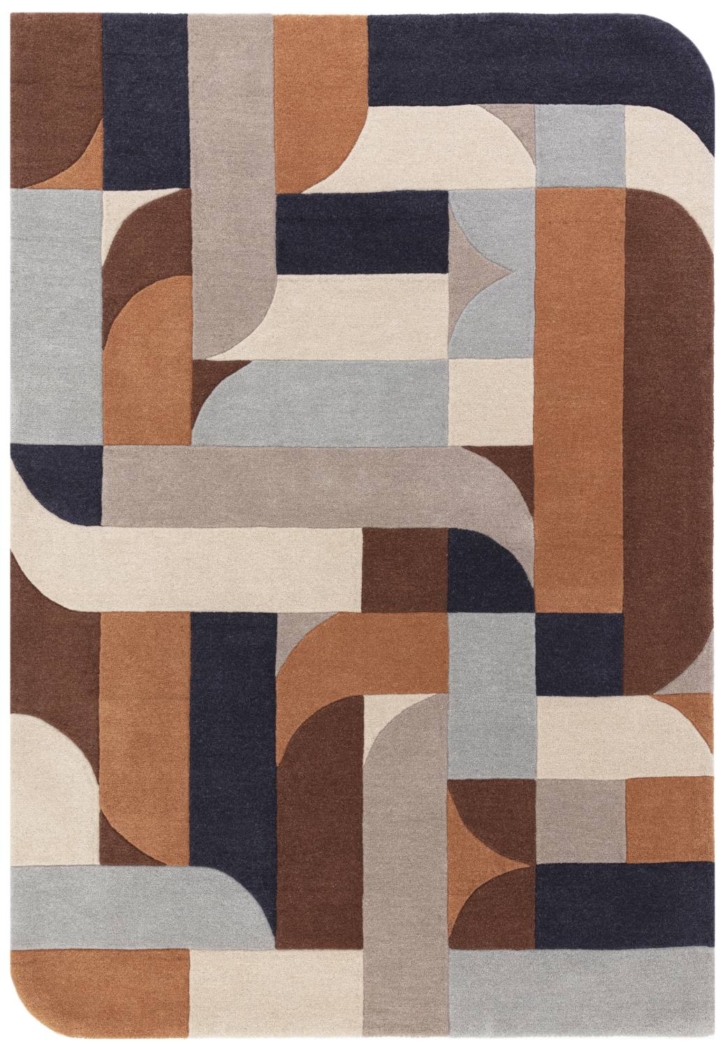 Matrix Modern Wool Rug - Klotski Terracotta MAX88