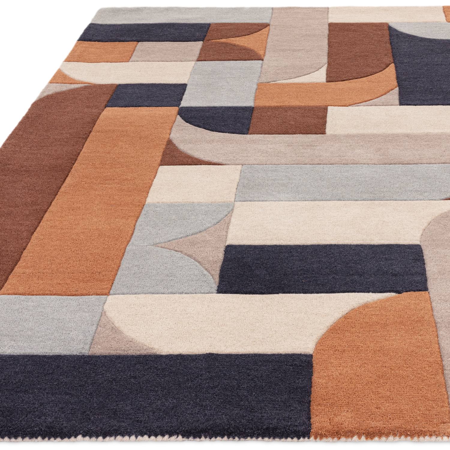 Matrix Modern Wool Rug - Klotski Terracotta MAX88