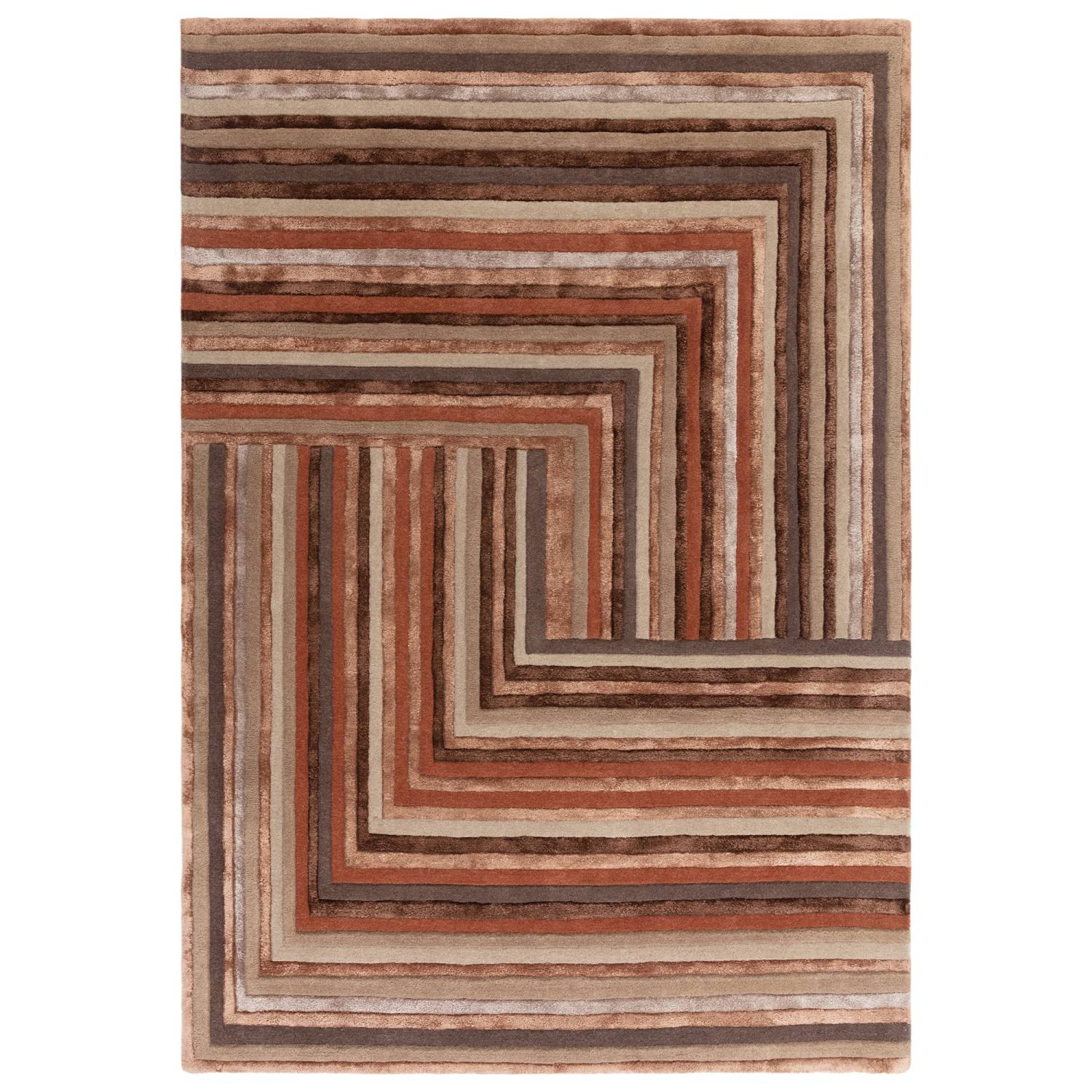 Matrix Modern Wool Rug - Network Terracotta MAX80