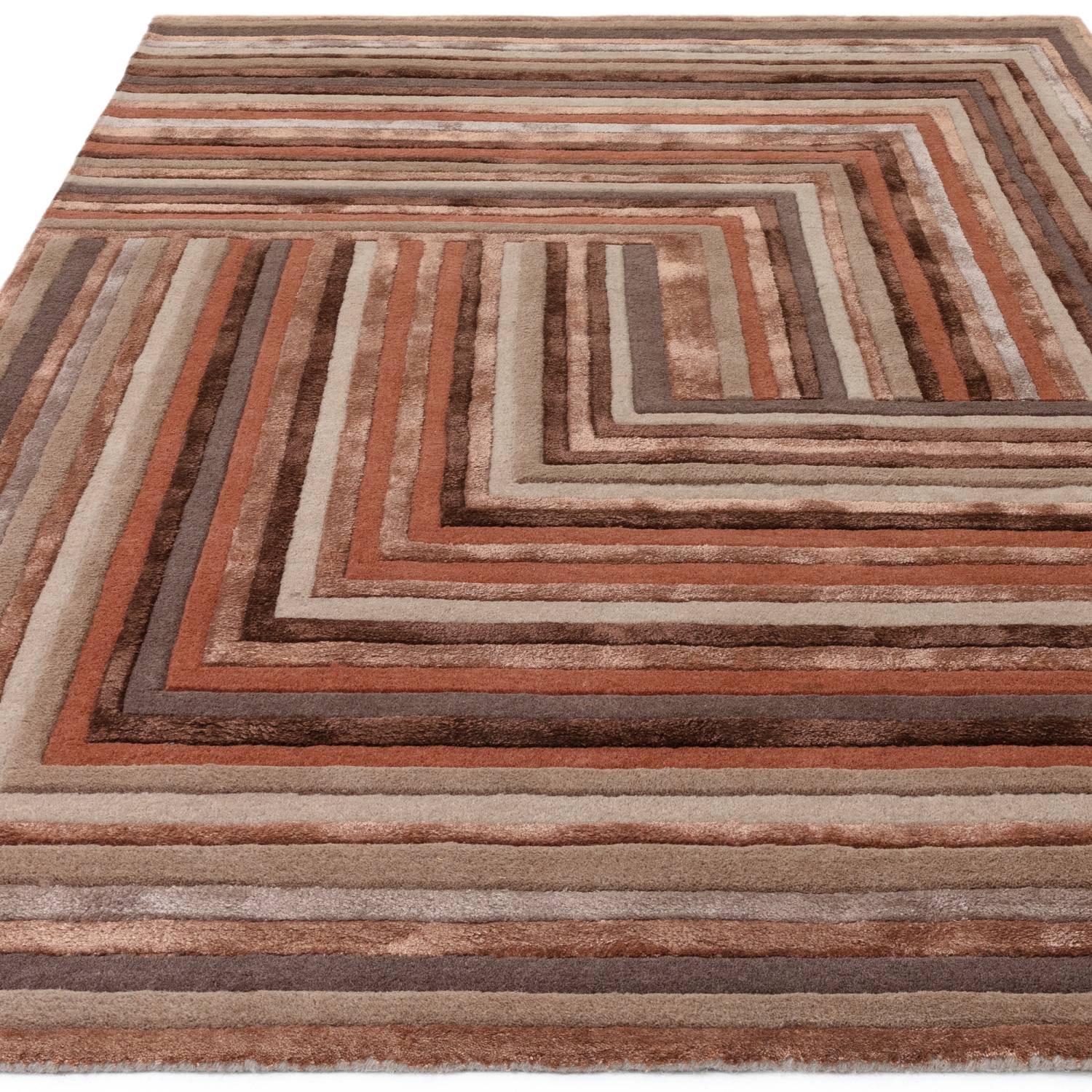 Matrix Modern Wool Rug - Network Terracotta MAX80