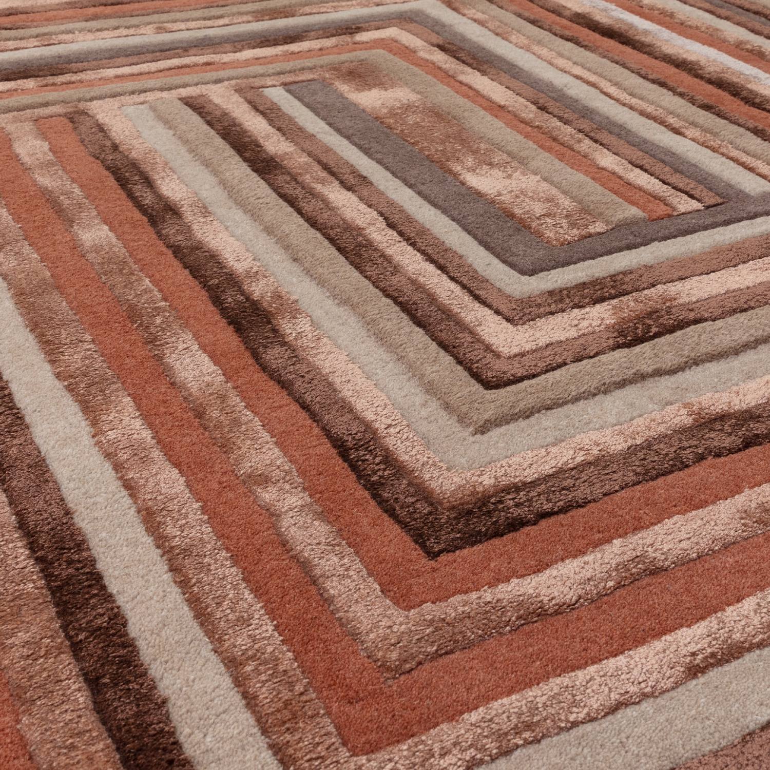 Matrix Modern Wool Rug - Network Terracotta MAX80