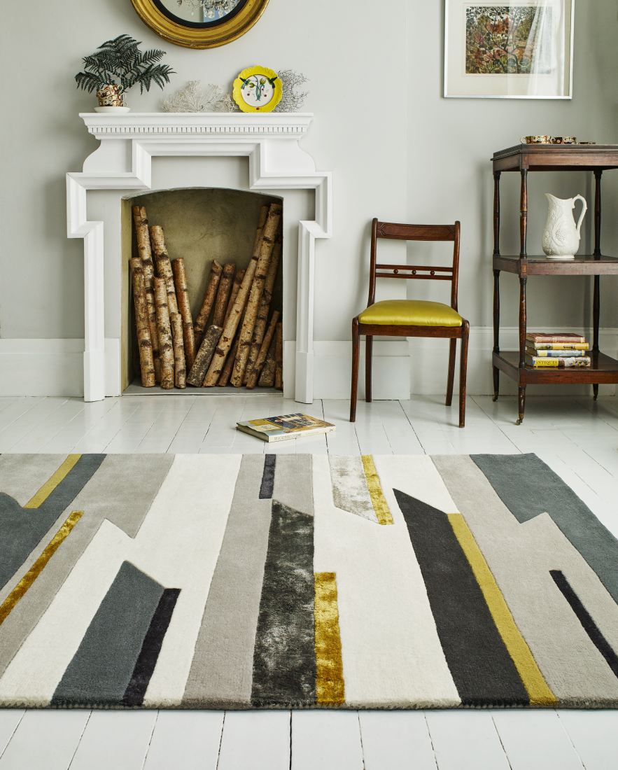 Matrix Modern Wool Rug - Rhombus Mustard MAX62