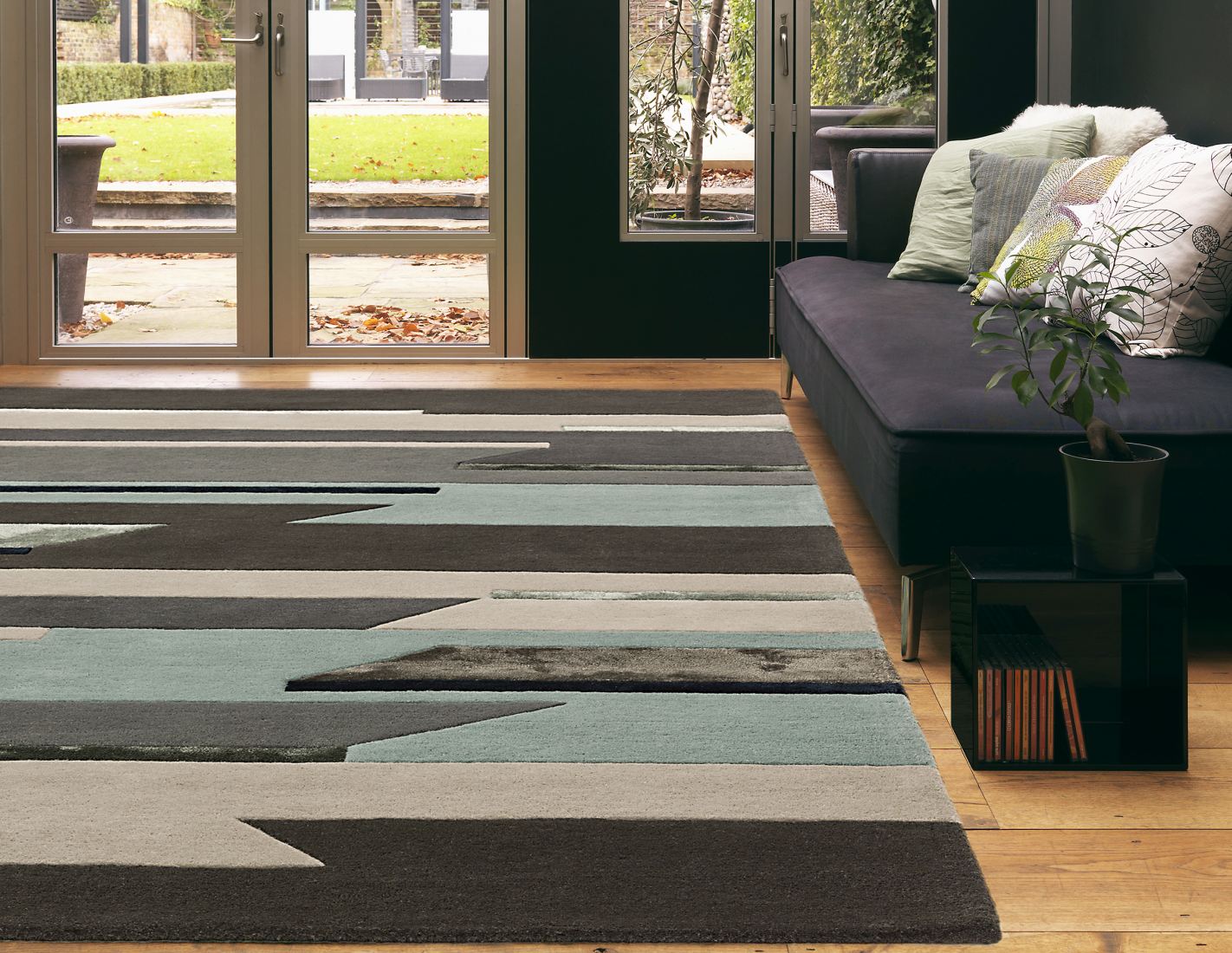 Matrix Modern Wool Rug - Rhombus Blue MAX63